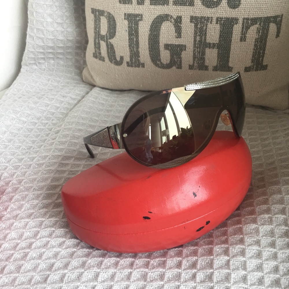 Valentino crystal rare sunglasses gold large Y2K - Picture 3 of 8